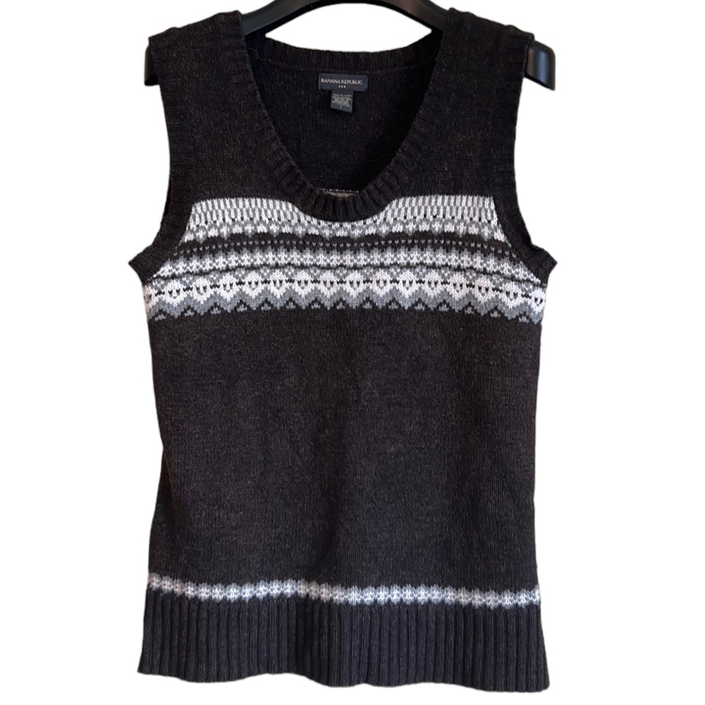 Banana Republic women’s vest lambswool and angora  blend vest brown size large‎